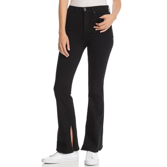 Rag & Bone Bella Black Slit Hem High Rise Flare Jeans Size 28 - Picture 2 of 6